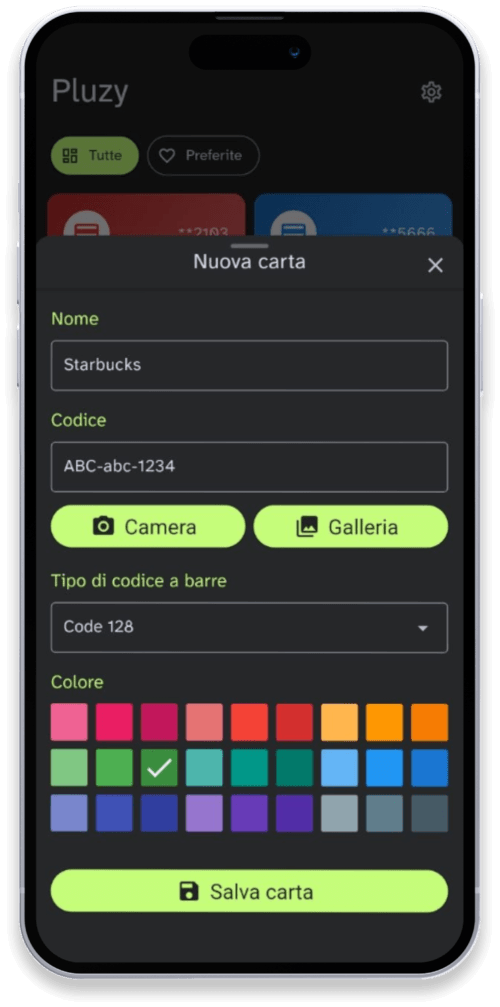 Adding a new loyalty card by scanning its barcode